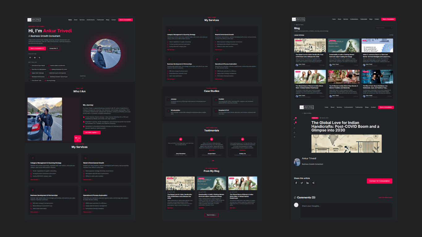 Homepage design with dynamic hero section and services overview